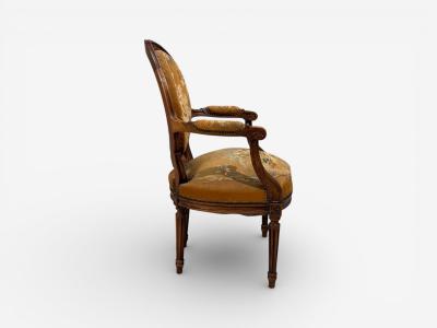 Louis XVI Style Four Armchairs Tapestry Walnut France 20th c 