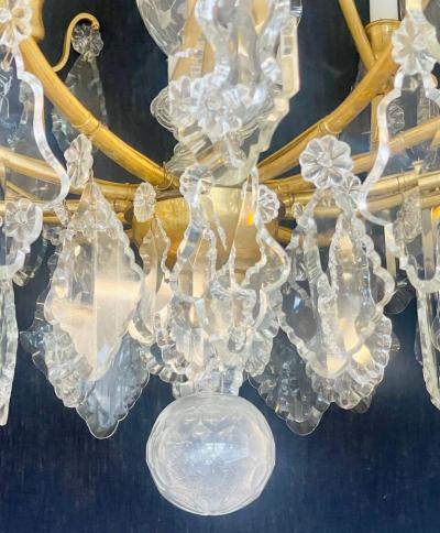 Louis XVI Style French Chandelier 12 Lights Crystal Bronze Recently Wired