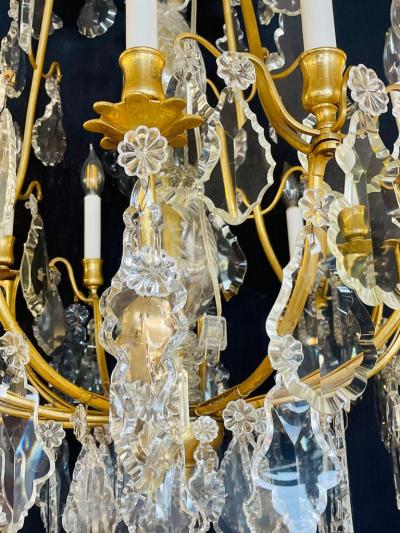 Louis XVI Style French Chandelier 12 Lights Crystal Bronze Recently Wired