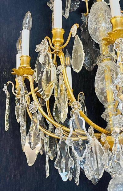Louis XVI Style French Chandelier 12 Lights Crystal Bronze Recently Wired