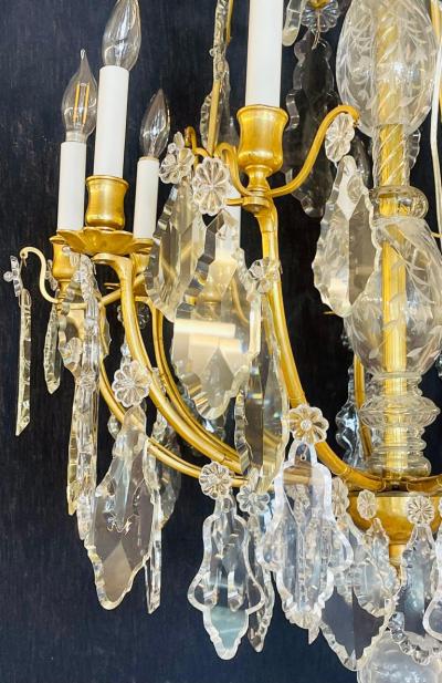 Louis XVI Style French Chandelier 12 Lights Crystal Bronze Recently Wired