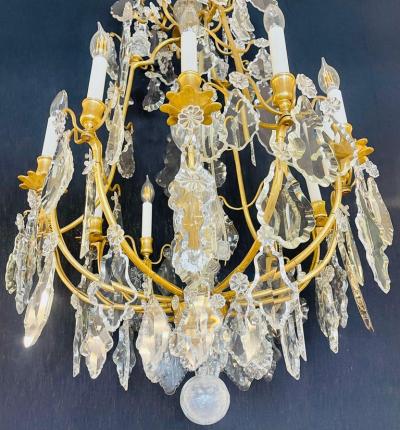 Louis XVI Style French Chandelier 12 Lights Crystal Bronze Recently Wired