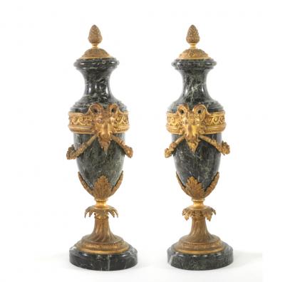 Louis XVI Style Gilt Bronze and Marble Cassolettes a Pair