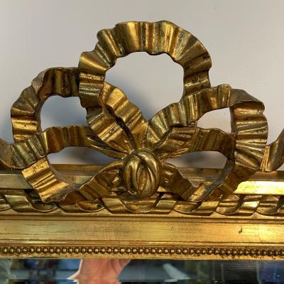 Louis XVI Style Gilt Wood Pier Console Wall Mirror Beveled