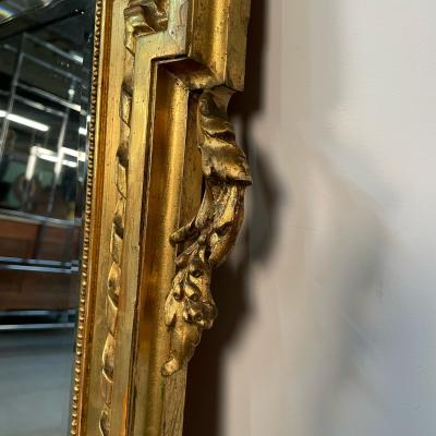 Louis XVI Style Gilt Wood Pier Console Wall Mirror Beveled