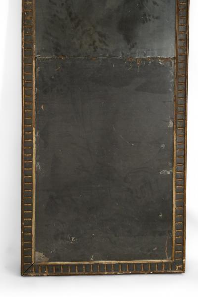 Louis XVI Style Giltwood And Green Painted Wood Floral Pediment Wall Mirror