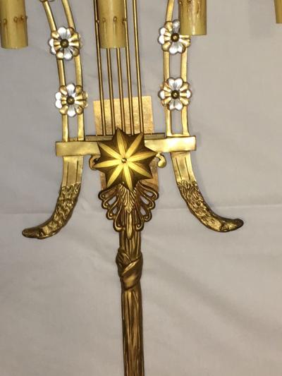 Louis XVI Style Harp Back Bronze Wall Sconces A Pair