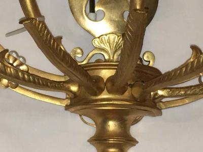 Louis XVI Style Harp Lyre Back Bronze Wall Sconce Set of Six