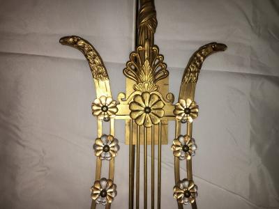 Louis XVI Style Harp Lyre Back Bronze Wall Sconce Set of Six