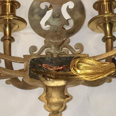 Louis XVI Style Harp Lyre Back Bronze Wall Sconce Set of Six