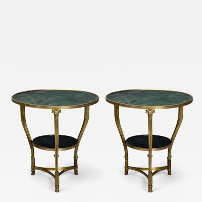 Louis XVI Style Hollywood Regency Bronze Green Marble Gueridons 20th c 