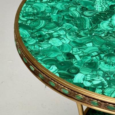 Louis XVI Style Jeweled Gueridons Malachite Bronze France 20th C 