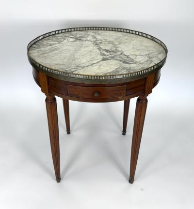 Louis XVI Style Mahogany Bouillotte Table with Marble Top Late 19th Century