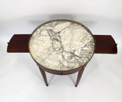 Louis XVI Style Mahogany Bouillotte Table with Marble Top Late 19th Century