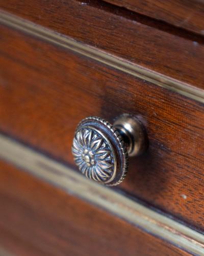 Louis XVI Style Mahogany Side Table with Marble Top and Brass Gallery 20th Cent