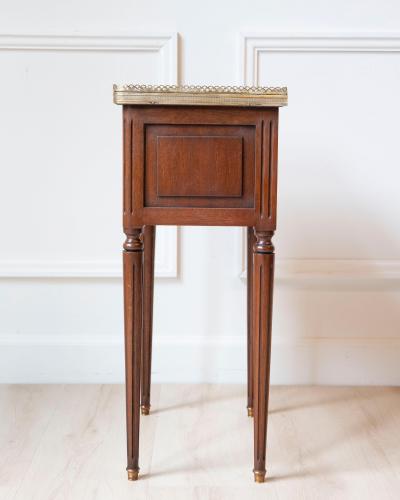 Louis XVI Style Mahogany Side Table with Marble Top and Brass Gallery 20th Cent