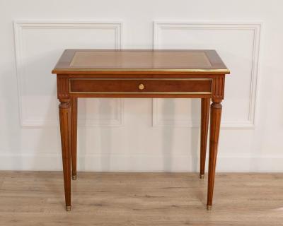 Louis XVI Style Mahogany Writing Desk with Leather Top Mid 20th Century