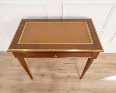 Louis XVI Style Mahogany Writing Desk with Leather Top Mid 20th Century