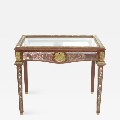 Louis XVI Style Marble Ormolu Bronze Mounted Vitrine