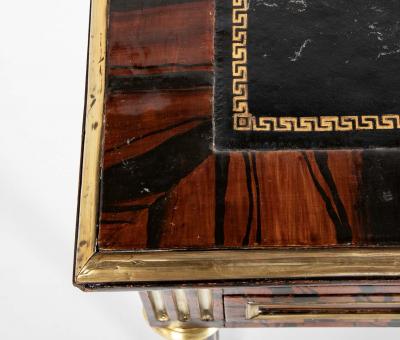 Louis XVI Style Neoclassic Form Leather Top Faux Calamander Desk