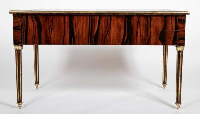 Louis XVI Style Neoclassic Form Leather Top Faux Calamander Desk