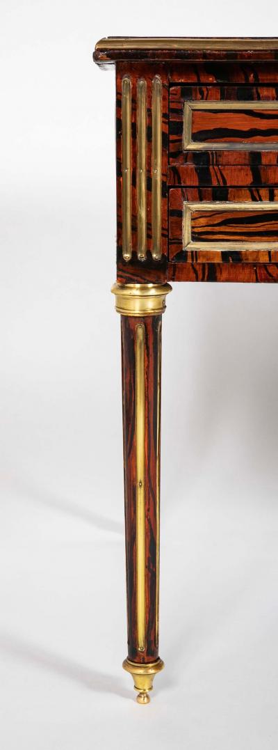 Louis XVI Style Neoclassic Form Leather Top Faux Calamander Desk