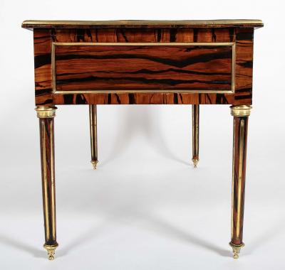 Louis XVI Style Neoclassic Form Leather Top Faux Calamander Desk
