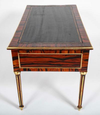 Louis XVI Style Neoclassic Form Leather Top Faux Calamander Desk