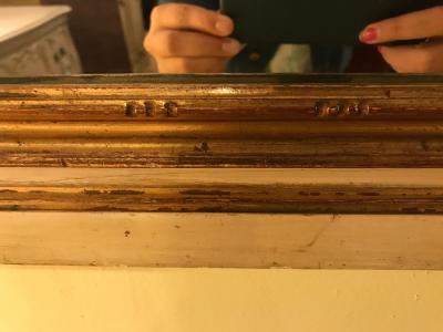 Louis XVI Style Painted Parcel Gilt Trumeau Console Mantle Mirror