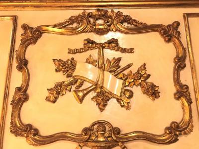 Louis XVI Style Painted Parcel Gilt Trumeau Console Mantle Mirror