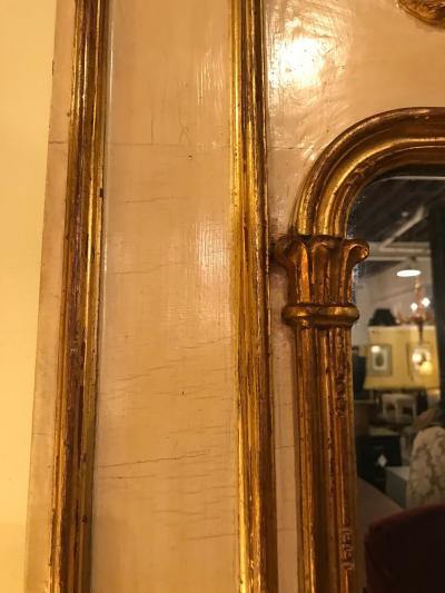 Louis XVI Style Painted Parcel Gilt Trumeau Console Mantle Mirror