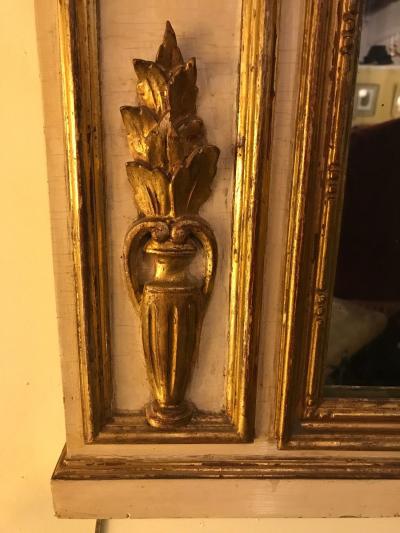 Louis XVI Style Painted Parcel Gilt Trumeau Console Mantle Mirror