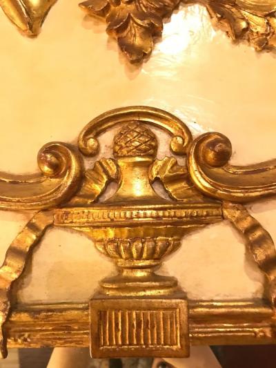 Louis XVI Style Painted Parcel Gilt Trumeau Console Mantle Mirror
