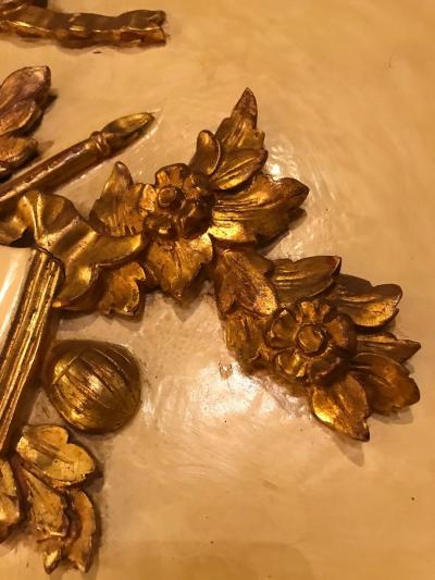 Louis XVI Style Painted Parcel Gilt Trumeau Console Mantle Mirror