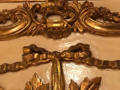Louis XVI Style Painted Parcel Gilt Trumeau Console Mantle Mirror
