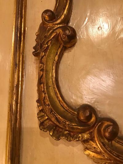 Louis XVI Style Painted Parcel Gilt Trumeau Console Mantle Mirror