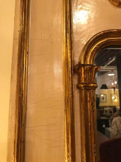 Louis XVI Style Painted Parcel Gilt Trumeau Console or over the Mantle Mirror