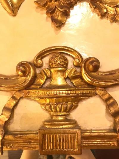 Louis XVI Style Painted Parcel Gilt Trumeau Console or over the Mantle Mirror