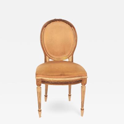 Louis XVI Style Painted and Gilt Side Chair Italy circa 1900