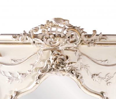 Louis XVI Style Parcel Gilt White Painted Pier Trumeau Mirror