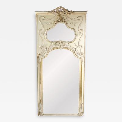 Louis XVI Style Parcel Gilt White Painted Pier Trumeau Mirror
