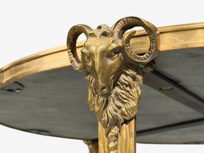 Louis XVI Style Rams Head Gueridon Bronze Black Stone France 20th c 