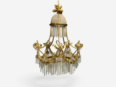 Louis XVI Style Russian Neoclassical Bronze Crystal Chandelier France 1900s