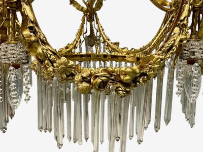 Louis XVI Style Russian Neoclassical Bronze Crystal Chandelier France 1900s