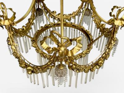 Louis XVI Style Russian Neoclassical Bronze Crystal Chandelier France 1900s