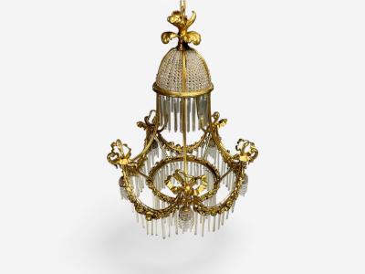 Louis XVI Style Russian Neoclassical Bronze Crystal Chandelier France 1900s