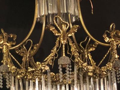 Louis XVI Style Russian Neoclassical Dor Bronze and Crystal Chandelier