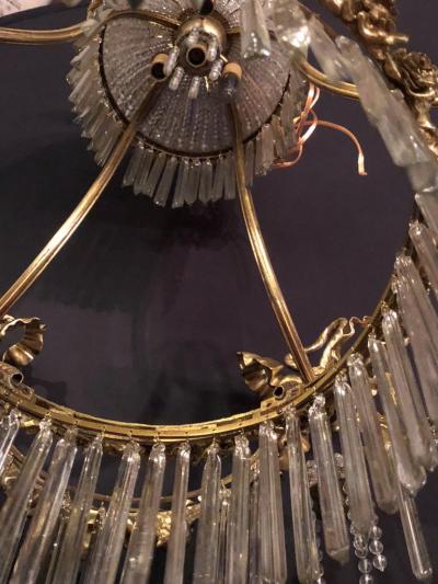 Louis XVI Style Russian Neoclassical Dor Bronze and Crystal Chandelier