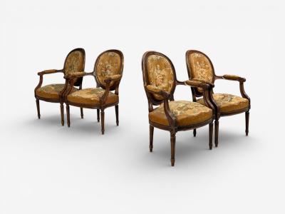 Louis XVI Style Salon Suite Tapestry Walnut France 20th c 