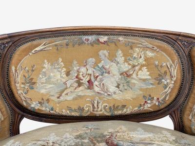 Louis XVI Style Salon Suite Tapestry Walnut France 20th c 